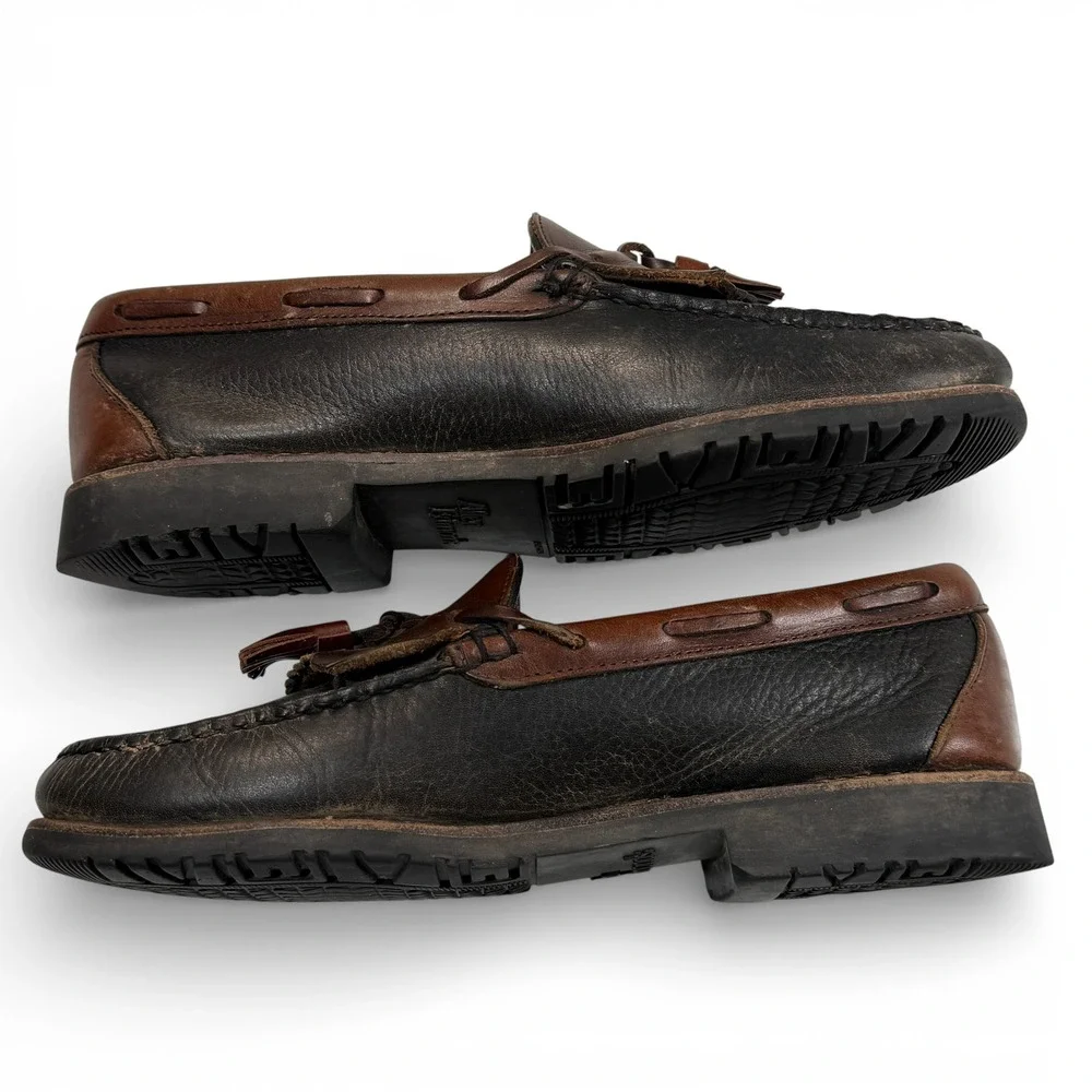 Allen Edmonds‎ Nashua Men 8.5 D Pebbled Leather Kiltie Tassel Loafers Brown
